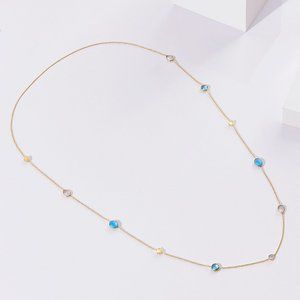 🌟18K Gold Tone Semiprecious Stone Strand Necklace
